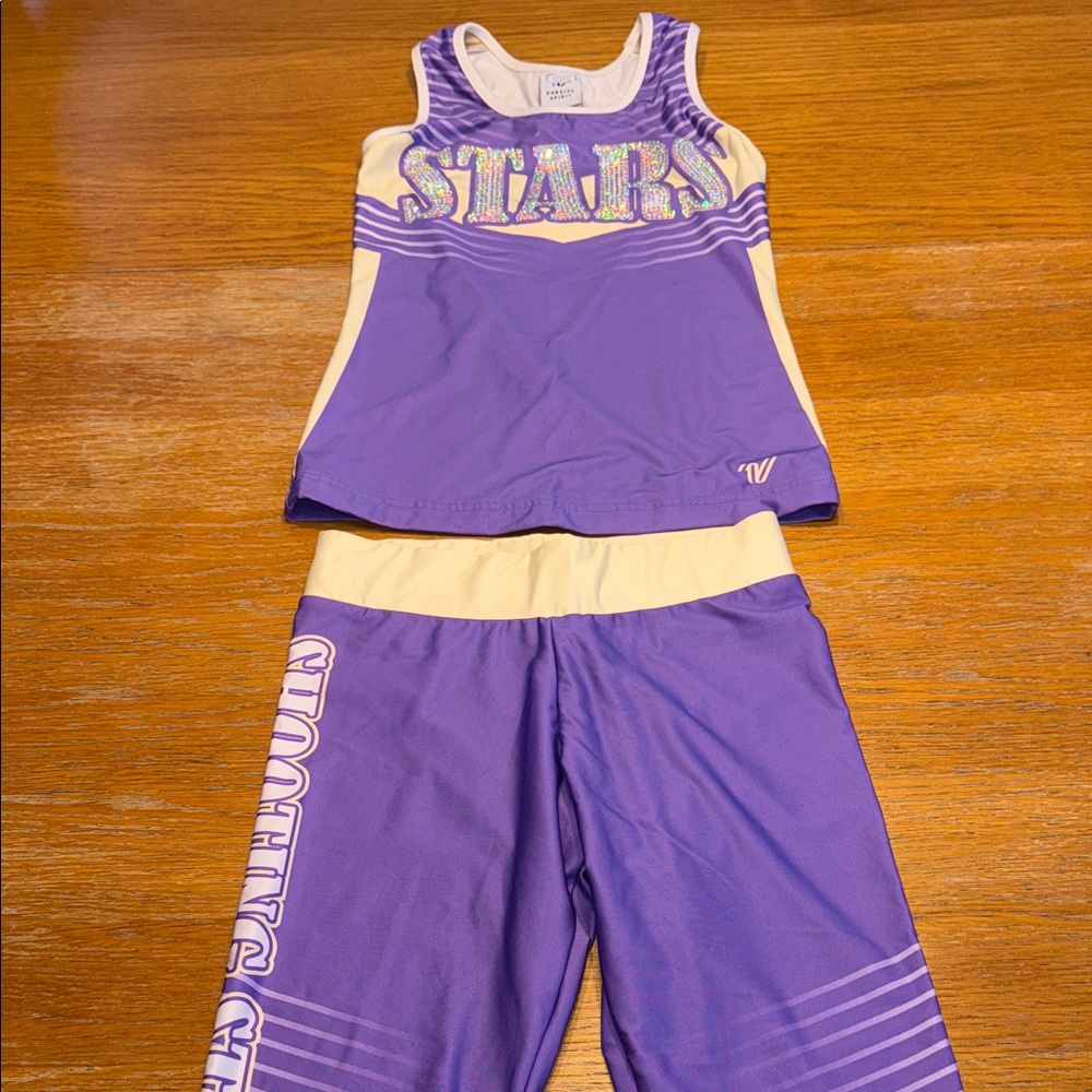 Varsity Shooting Stars Purple and Cream Athletic Set